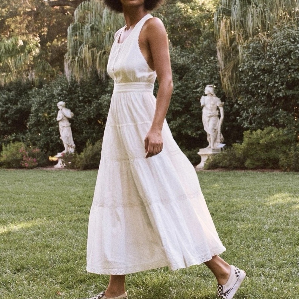 THE GREAT. White Eyelet Maxi Dress